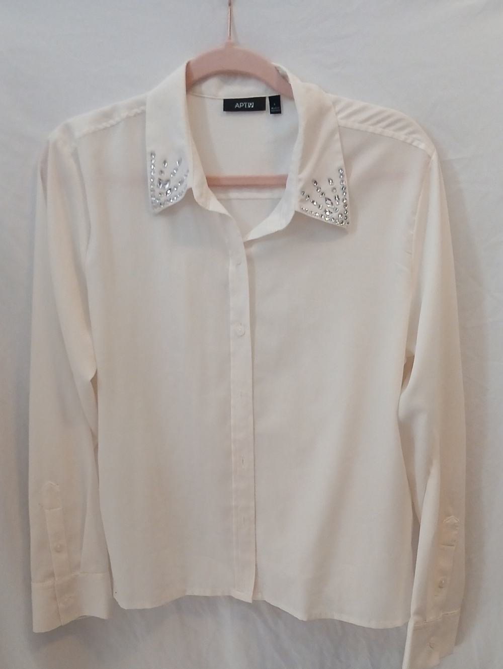 Apt. 9 Ivory Button-Down Blouse with Jeweled Collar